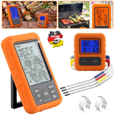 Funk Grillthermometer Digital Fleischthermometer 4 Sonden BBQ Thermometer DE - Bild 1 von 4