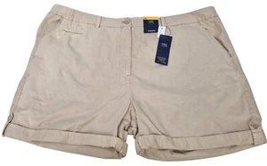 Pantalones Cortos MARKS & SPENCER Damas Algodón a Medida Chino Inteligente Cremallera Beige Reino Unido 24 - Imagen 1 de 4