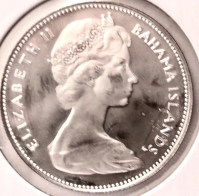 RARE PROOF GEM+💎1970 BAHAMAS $1 BIG SILVER CROWN Almost FLAWLESS ONLY 23,000! - Image 1 of 4