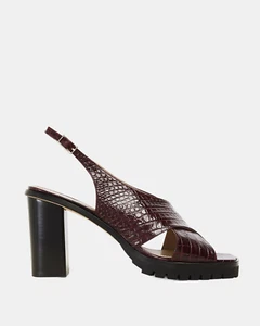 Theory Cross Lug Heel in Croc Print Leather Sandals size 38/US 8 made in Italy - Picture 1 of 13