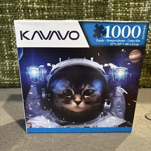 KAVAVO 27” x 20” Jigsaw Puzzle 1000 PCs Space Astronaut Cat NEW Sealed - Picture 1 of 6