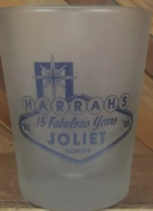 Harrah's Casino Joliet Il Werbung 15 Jahre 2008 mattierte Lowball Gläser Set 4 - Bild 1 von 3