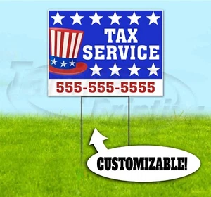 TAX SERVICE CUSTOM 18x24 Yard Schild MIT PFAHL Wellpappe Bandit GESCHÄFT - Bild 1 von 4