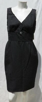 NUEVO $490 ZAC POSEN Z SPEAD Negro Blanco Punto Reloj de Arena Sin Mangas Vestido Vaina EE. UU. 8 Foto 1 de 4