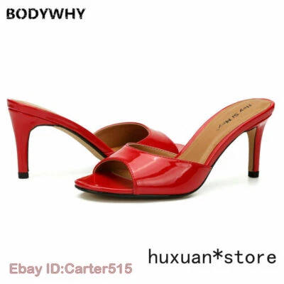Womens Mid Heel High Heels Mules Slippers Sandals Drag Queen Plus Siz Shoes - Image 1 of 4