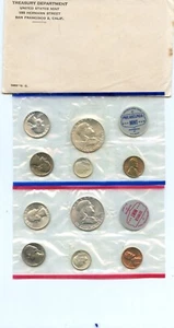 1962 10 PC. MINT SET IN ORIGINAL ENVELOPE W/ COINS IN CELLO!! - Picture 1 of 2