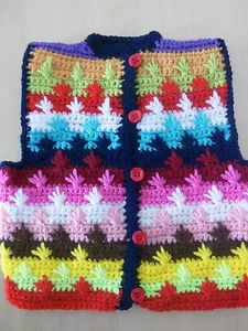 Häkelweste, Weste, Babyweste bunt, mehrfrb. Gr. 62 68 74   , 4 - 8 Mon. Geschenk - Bild 1 von 4