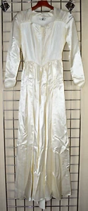 Emma Domb Maxi Dress VTG 50s Stunning Shimmery Pearl Heart Neckline Fitted S/M - Picture 1 of 11