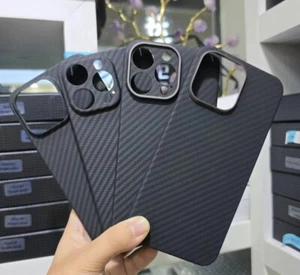 Fr iPhone 14 15 16 Pro Max Genuine Carbon Fiber Slim Light Cover Shockproof Case - Picture 1 of 23