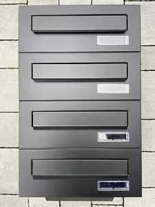 4x Einbaubriefkästen Schwarz Matt 4-fach Mauerdurchwurf Briefkasten RAL 9017 - Bild 1 von 8