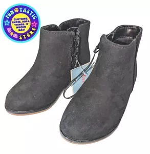 GIRLS BOOTS, CAT & JACK. PENELOPE BLACK SUEDE LIKE ANKLE ZIPPER. Sz 7. Round toe - Picture 1 of 8