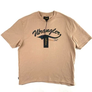 Wrangler Dodgers Baggy T-Shirt Mens L Sand Short Sleeve Relaxed Fit Cotton New - Picture 1 of 13