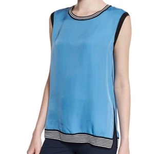 Rag & Bone women’s Anita Tank silk blend Parisin Blue &striped Sleeveless top L - Picture 1 of 6