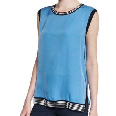 Rag & Bone women’s Anita Tank silk blend Parisin Blue &striped Sleeveless top L - Image 1 of 4