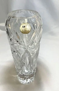 Jarrón floral vintage cortado a mano 24 % cristal de plomo 7" brote/pequeño lote hecho en Polonia - Imagen 1 de 10