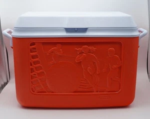 Vintage Rubbermaid 48 Qt Soccer Scene Ice Chest Cooler Model 1943/44/45/51 - Picture 1 of 15