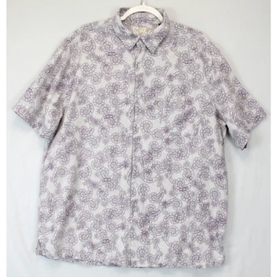 Camisa con botones Tasso Elba Island para hombre XL mezcla de lino seda cachemira crema púrpura Foto 1 de 4