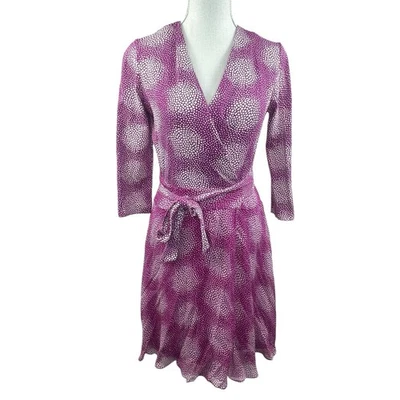 Diane Von Furstenberg Purple Wrap Dress Size 8 Cotton Silk - Image 1 of 4