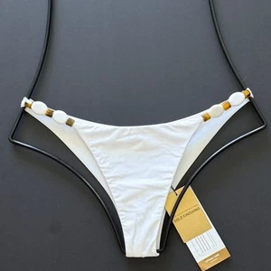 Traje de baño ViX DORA Cheeky parte inferior de bikini - blanco - detalle de cuentas - mediano - nuevo con etiquetas - Imagen 1 de 12