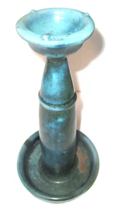 Vintage Rustic Blue Pottery Candle Stick Holder Farmhouse 11" - Picture 1 of 9