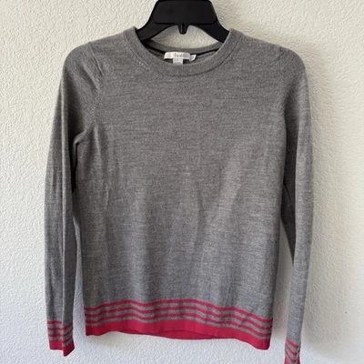 BODEN Cashmere/Wool Blend Colorblock Sweater Size M Charcoal Gray Pink Crewneck - Image 1 of 4
