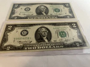 1976* Two Dollar Federal Reserve Notes G Chicago H St Louis Fine - Picture 1 of 4