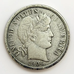 1906 10c Barber Silver Dime XF + Extra Fine Philadelphia Mint Coin Original Rare - Bild 1 von 2