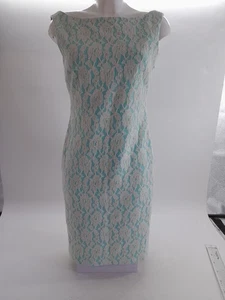 Boutique Moschino Kleid UK Größe 10 türkis mit Spitzenüberzug brandneu mit Etikett - Bild 1 von 12