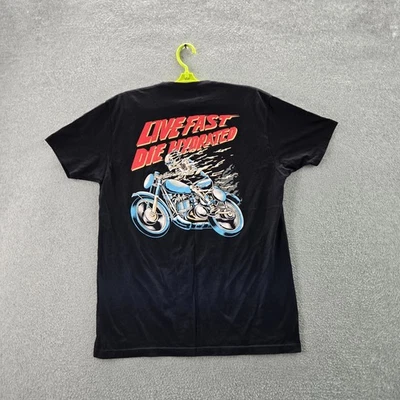 Liquid Death Men Shirt L Black Graphic Print Motorcycle Skeleton Short Sleeve — 第 1/4 张图片
