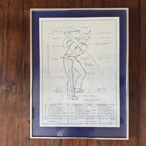 Vintage 1970s Golfer Blueprint - Framed 18x24 1st Ed. by C.M. Minnemeyer - Picture 1 of 6