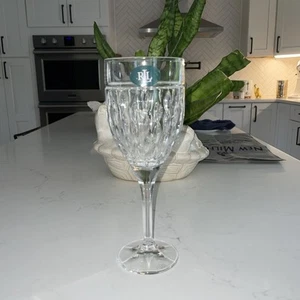 Ralph Lauren ASTON Large Crystal Wine/Water Goblet 9.5”H LOGO~MINT - Picture 1 of 7