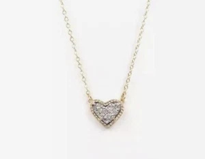 Heart Silver Druzy 16" Necklace Fashion Jewelry Gold Necklace - Picture 1 of 1