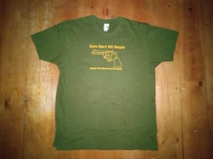 Guns don`t kill people , people with moustaches kill people t-shirt. Made in USA - Picture 1 of 5