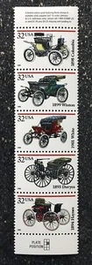 1995USA #3019-3024 32c Antique Automobiles - Strip of 5 With Selvage Mint - Picture 1 of 1