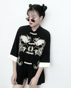 Women Girl Chinese Japanese Embroidery Coat Casual Jacket Cardigan Retro Vintage