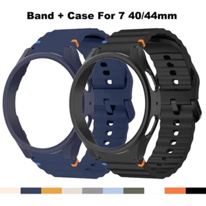 Cinturino + Custodia per Samsung Galaxy Watch 7 40mm 44mm Cinturino Silicone PC Case Cover - Foto 1 di 25