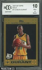 2007-08 Topps Gold #112 Kevin Durant Supersonics RC Rookie /2007 BCCG 10