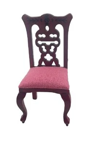 Dolls House Mahogany Salmon Side Chair Miniature Dining Room Furniture 1:12 - Picture 1 of 9