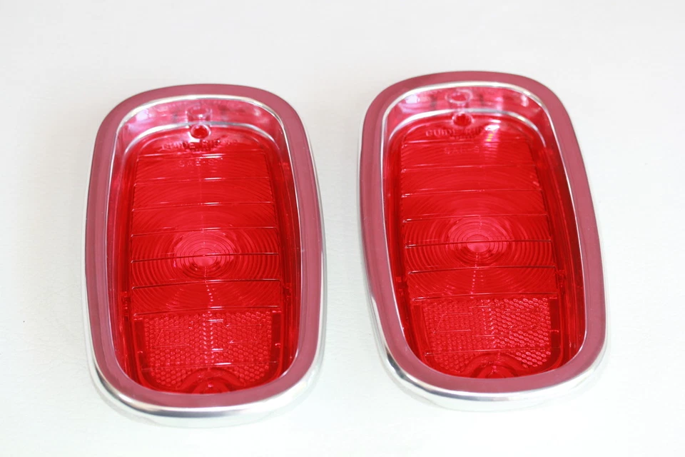 60-66 Chevy Pickup Truck Tail Light Lamp Lens Chrome Bezel Set Bowtie Logo - Image 1 of 1