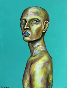 Pintura de retrato acrílico original sobre lienzo 11x14 pulgadas vendida por artista - Imagen 1 de 8