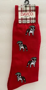 New English Bulldog Christmas Red Socks Men’s Shoe Size 6-12 Crew Santa Hat - Picture 1 of 5