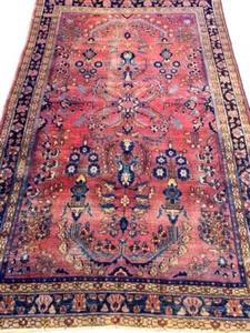 4'5"x6'7" Antique Fine Wool Sarouke Rug Hand-knotted Carpet - Picture 1 of 9