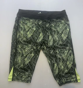 Taking Shape Activewear Sz L Black & Fluoro Yellow Cropped Stretch Poly Leggings - Picture 1 of 6