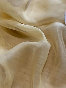 Reiner Seidenchiffon, 114 cm, blassgold, Meterware - Bild 1 von 2