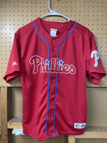 Philadelphia Phillies Majestic MLB Red Jersey Youth Size L 14/16 Cover