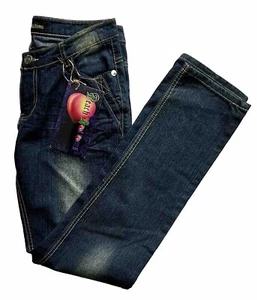 PEACH BOTTOMS Low Rise Tapered Distressed dunkelblau Denim Jeans ~ Größe 9? ~ Neu mit Etikett!! - Bild 1 von 5