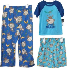 3-teiliges Joe Boxer Kleinkinder Nachtwäsche Set Größe 3T FLAMMABWEISEND Stoff Affen Neu mit Etikett - Bild 1 von 11