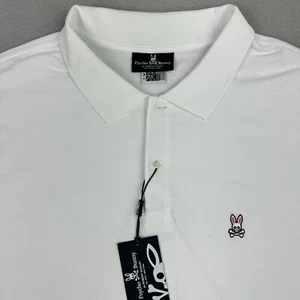 NWT Psycho Bunny Polo Men 3XL White Pima Cotton Embroidered Logo MSRP $118 - Picture 1 of 10