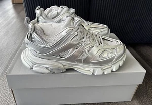 $1190 Men's Balenciaga "Track" Metallic Caged Mesh Sneakers Silver Size 42 US 9 - Picture 1 of 10