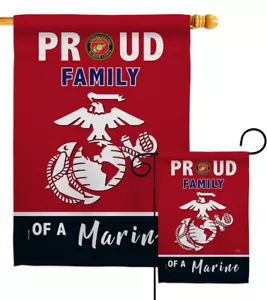 Bandiera Orgogliosa Famiglia Marines Giardino Forze Armate Corpo dei Marines Regalo Casa Striscione - Foto 1 di 13